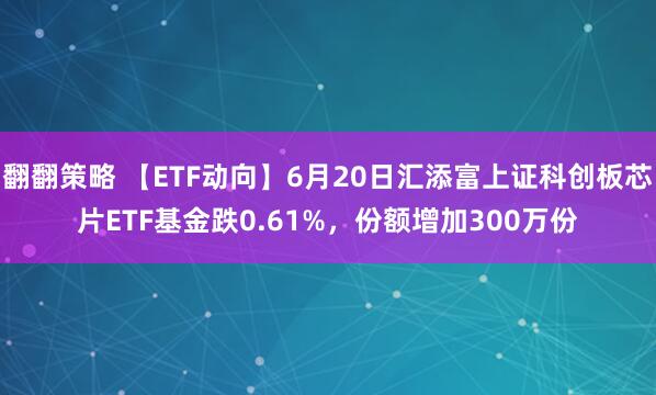 翻翻策略 【ETF动向】6月20日汇添富上证科创板芯片ETF基金跌0.61%，份额增加300万份