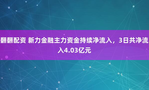 翻翻配资 新力金融主力资金持续净流入，3日共净流入4.03亿元